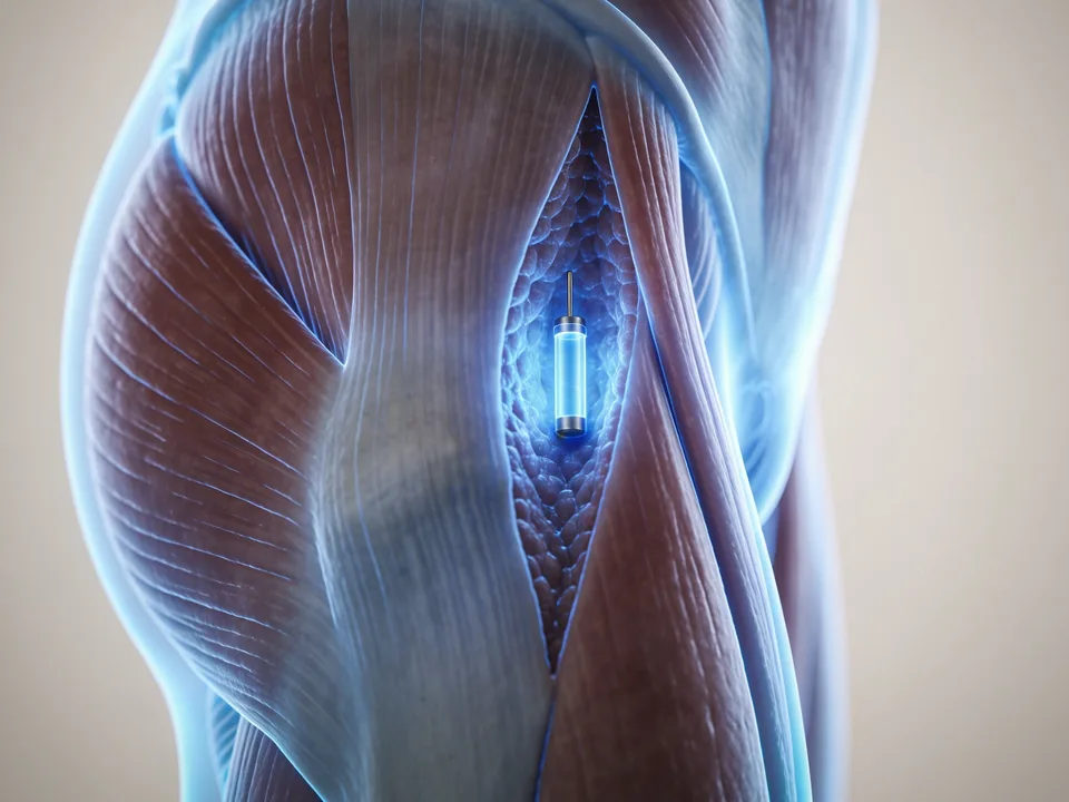 Ilustração médica — implante hormonal subcutâneo